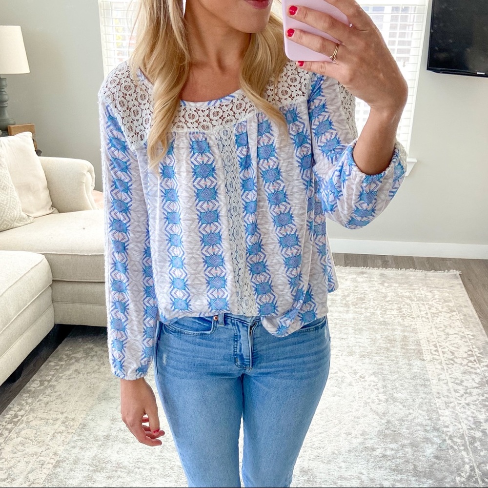 Geometric & Lace Top Shirt